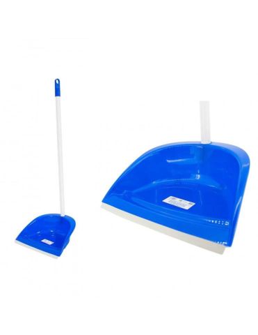 RECOGEDOR CON PALO Y GOMA AZUL