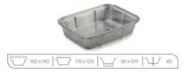 BANDEJA ALU. 5590 175x123x40 MM PAQ. 100 UND.