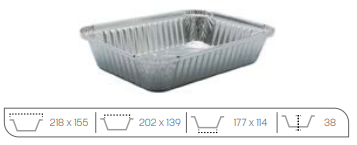 BANDEJA ALU.  5890 202x139x38MM PAQ.  100 UND.