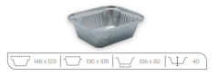 BANDEJA ALU. 5360 130x105x40MM PAQ.  100 UND. 