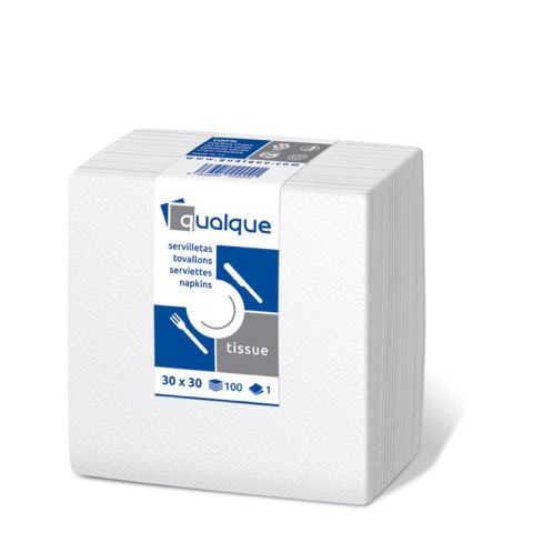 SERVILLETA 1C 30x30 1/4 BLANCA PAQ. 100 UND