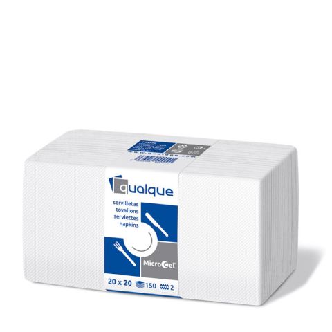 SERVILLETA 2C MICRO 20x20 1/4 BLANCA PAQ. 150 UND