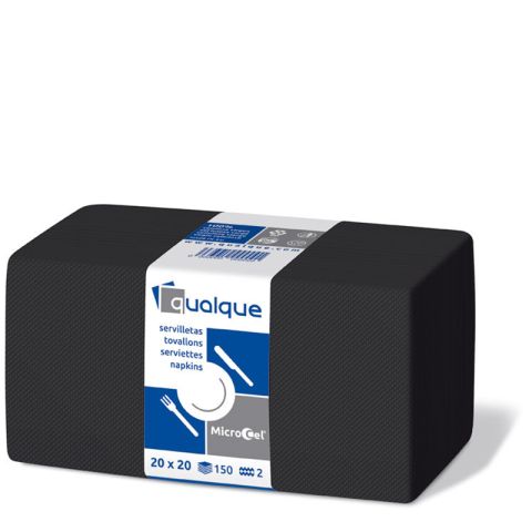 SERVILLETA 2C MICRO 20x20 1/4 NEGRA PAQ. 150 UND