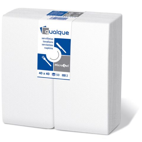 SERVILLETA 2C MICRO 40x40 1/8 BLANCA PAQ. 50 UND