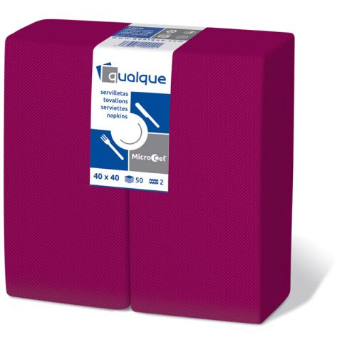 SERVILLETA 2C MICRO 40x40 1/8 BURDEOS PAQ. 50 UND