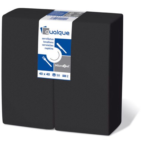 SERVILLETA 2C MICRO 40x40 1/8 NEGRA PAQ. 50 UND